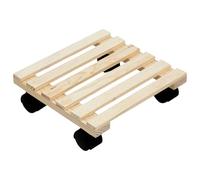 Ldabrye Soporte de madera para plantas con rodillo cuadrado con ruedas, bandeja rodante resistente, soporte cuadrado para macetas de jardín