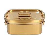 Ldafava Caja de almuerzo de acero inoxidable 304 Recipiente de comida a prueba de fugas de 2 capas con sellos de silicona para oficina Escuela Picnic Capacidad de 1.5L Ligero Durable (Oro)