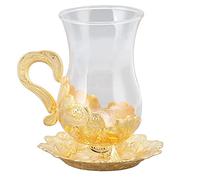 Ldafava Cazas de café de oro europeo bellamente tallada taza de café elegante aleación de zinc retro con platillo para la mesa de té de bar