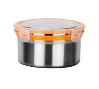 Ldafava Contenedor de acero inoxidable para almacenar alimentos, redondo, hermético, con cerradura, duradero, de acero inoxidable 304, para refrigerador, camping, oficina, escuela,