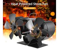 Ldafava Ventilador de estufa de doble motor, 10 aspas, alimentado por calor, silencioso, para estufa de leña, quemador de pellets, óxido de aluminio negro, 24 x 13 x 10 cm