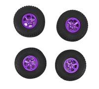 LDAUYZLING 4PCS RC Car Tires 1.9 Inch Aluminum Alloy Rubber Strong Cushioning Wear Resistance for SCX10 RBX10 1/10 Crawler (Púrpura)
