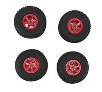 LDAUYZLING 4PCS RC Car Tires 1.9 Inch Aluminum Alloy Rubber Strong Cushioning Wear Resistance for SCX10 RBX10 1/10 Crawler (Roja)