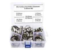 LDAUYZLING 60 uds tipo alemán abrazadera de manguera sujetadores de Clip de resorte 8-12mm/12-22mm/16-27mm/20-32mm/32-50mm