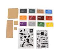 LDAUYZLING Las herramientas para sellos acrílicos incluyen 4 bloques acrílicos, 12 almohadillas de tinta, 2 bloques de sellos transparentes para manualidades y fabricación de