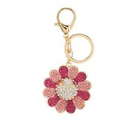 LDAUYZLING Llavero de Girasol con Diamantes de imitación Brillantes de Metal Pulido Lindo Llavero Bolsa Adorno para Aniversario de Acción de Gracias (Rosa)