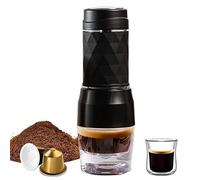 LDAUYZLING Máquina de café expreso manual portátil 3 en 1 Mini fría y caliente de 18 bar con palanca de prensa de espuma de leche Taza de 120 ml Funciona con cápsula DG/NES y (Negra)
