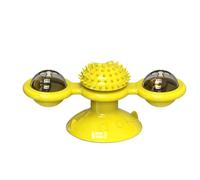 LDAUYZLING Molino de Viento Juguete para Gatos Giratorio Interactivo Multifuncional Gatito Peine Juguete para Puerta de Pared (Amarilla)