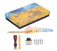 LDAUYZLING Pluma Dip Art Caligrafía Retro Vintage Pluma Caja de Regalo Kit con Herramienta de Sello Lacado (Campo de Trigo )