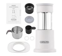 LDAUYZLING portátil 2 en 1, máquina de café de viaje, compatible con cápsulas NES y café molido, manual con taza de acero inoxidable de 120 ml, soporte adaptador para taza con (Blanca)
