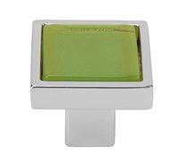 LDAUYZLING Tirador de cajón de un solo orificio Perillas de armario de cocina Manija de armario (forma cuadrada) (7304 verde cromo brillante)