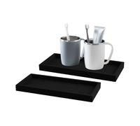 LdawyDE Bandejas Decorativas, 2 Piezas Bandeja Rectangular Negra Organizador de Baño, Bandeja Decorativa Silicona Fácil de Limpiar para Velas Jabón Toalla Perfume Champú Joyería