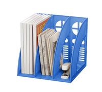 LdawyDE Revistero, 3 Compartimentos Desk Organizer Revistero Archivador de Plástico para Oficina y Hogar Organizador Libros Documentos… (azul marino)