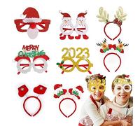 LDBKLGHJ 4 Piezas Divertidas de Navidad Gafas, 4 Diademas Navideñas, Gafas para Fiestas, Varios Estilos Feliz Navidad Disfraz Accesorio de Fiesta de Navidad para Niños y Adultos