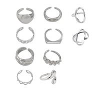 LDBKLGHJ Anillos Mujer Chapados en Oro 10 Piezas 14K Ajustables, Anillos de Dedo de Oro, Anillos de Mujer, Anillos con Diseño de Cúpula Gruesa, Regalo Ideal