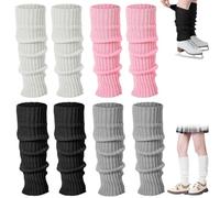 LDBKLGHJ Calentadores de piernas Mujer Invierno 4 Pares - Calcetines Largos térmicos elásticos Multicolor, 40 cm - Accesorios Moda para Falda y Cosplay