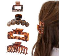 LDBKLGHJ Conjunto de Pinzas para el Pelo de Mujer - 4 Tamaños Diferentes de Pinzas de Pelo Estilo Leopardo - Grosse Pince Cheveux & Pinza Pelo Grande