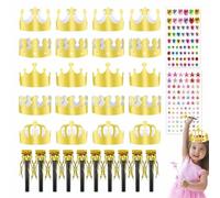 LDBKLGHJ Corona de Cumpleaños Dorada - Set de 20 Coronas Reales para Reyes Magos, Celebraciones Especiales y Primeros Años