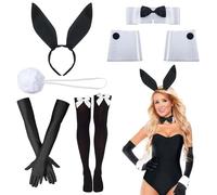 LDBKLGHJ Disfraz de Conejita Playboy Sexy para Mujer - Atrevido Disfraz de Halloween, Incluye Accesorios de Conejo y Elementos de Playboy, Conjunto de Disfraz de Conejo para Adultos