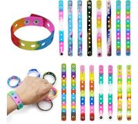LDBKLGHJ Kit de Pulseras Gomas Elásticas Multicolores - Pulseras Identificativas para Pequeños - Ajustable - 16 Piezas de Pulseras de Silicona con Agujeros para Decoración