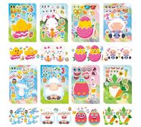 LDBKLGHJ pegatinas huevos de pascua, 24 PCS Pegatinas de Pascua - 8 Estilos de Juegos de Fiesta, Huevos de Pascua y Conejos, Pegatinas Faciales DIY Artesanías
