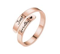 Ldbuejiaja Anillos de apertura ajustables simples, patrón de letras, estructura de acero inoxidable, adecuados para bodas y fiestas. Lleva un corazón ajustable, como se describe