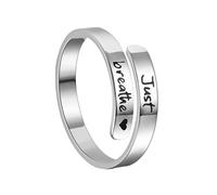Ldbuejiaja Anillos de apertura ajustables simples, patrón de letras, estructura de acero inoxidable, adecuados para bodas y fiestas. Lleva un corazón ajustable, como se describe