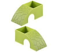 Ldbuejiaja Casa túnel de 2 piezas para reptiles con rampas, juguete solar antideslizante para pequeñas piscinas para mascotas, terrario, decoración de paisaje, suministros para mascotas
