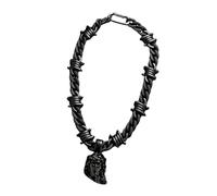 Ldbuejiaja Collar de retrato negro religioso con colgante de acrílico de resina para eventos nocturnos y ropa casual Retrato colgante collar