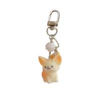 Ldbuejiaja Elegante llavero de zorros Fennecs, materiales de resina resistentes, superficies flocadas, ideas de regalo de moda, accesorios de llavero flocados
