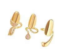 Ldbuejiaja Juego de 3 joyas de dedo de moda, clavos, anillos, punta de dedo única, adecuado para entusiastas de la fiesta de moda, regalo, único, abierto, como se describe