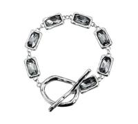 Ldbuejiaja Juego de collares geométricos cuadrados de cristal negro de diamante, diseñado para misteriosos y amantes de la moda Set Layer Crystal joyas