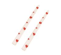 Ldbuejiaja Juego de velas puntiagudas impresas con patrón de corazón, portavelas inodoras, velas de San Valentín para cena, decoración del hogar, patrón de impresión