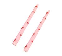 Ldbuejiaja Juego de velas puntiagudas impresas con patrón de corazón, portavelas inodoras, velas de San Valentín para cena, decoración del hogar, patrón de impresión