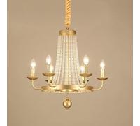 LDCBFTR Candelabros Estilo Vela Francesa, hebras de Cuentas de Cristal, Rueda de Metal, candelabro Grande para Sala de Estar, iluminación Colgante, Accesorio de Techo, vestíbulo