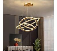 LDCBFTR Lámpara de araña de cristal moderna con diseño acrílico, luces de techo ajustables de acero inoxidable, 3 anillos, lámpara colgante de cristal LED para comedor, dormitorio, sala de estar