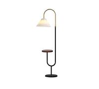 LDCBFTR Lámpara de pie para Sala de Estar, lámpara Colgante de Arco clásico, lámpara de pie con Puerto de Carga USB y lámpara de pie de Carga inalámbrica (Color: marrón)