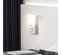 LDCBFTR Luces de Pared Luces Interior LED Moderno con Puerto USB/Tipo C Interior con Interruptor 350 ° Iron acrílico rotativo de Aluminio para Sala de Estar Hotel (Blanco Blanco)
