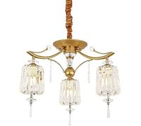 LDCBFTR Luxury Gold Crystal Chandeliers, E27 Lámpara Colgante de Cristal de iluminación de Cristal Industrial Moderno de la Granja, para Sala de Estar de la Sala de Colgar el Dormitorio (3 luz)