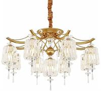 LDCBFTR Luxury Gold Crystal Chandeliers, E27 Lámpara Colgante de Cristal de iluminación de Cristal Industrial Moderno de la Granja, para Sala de Estar de la Sala de Colgar la Sala de Colgar (9 luz)