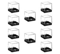 LDDIFHWW 10 Piezas Caja Expositora de Minerales Organizador Transparente para Joyas Pequeñas Cubo Contenedor con Tapa Resistente Al Polvo Adecuado Par, Negro, Individual