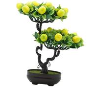 LDDIFHWW Simulación Bonsái Planta Artificial Frutal Decoración Realista Ornamento Resistente PP Adecuado para Escritorio Casa Boda Cumpleaños Salón Terra, Limón, Individual