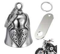 LDDYKZY Llavero de moto Bell Biker Guardian Bell Lucky Charm Bell Colgante Coche Llavero Llavero Campana Colgante con Corazón Patrón Regalo Plata, plata, Talla única