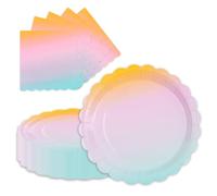 LDFDRT Vajilla de fiesta de cumpleaños, platos de papel y servilletas, platos de fiesta de 23 cm, 20 servilletas, 20 unidades, papel de fiesta, vajilla para boda, jardín, fiesta decorativa (arco iris)