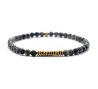 LDGSUPH 1 pulsera bohemia hecha a mano de madera antigua, piedra natural a, joyería for hombres, lava(Black)