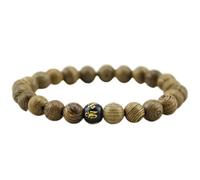 LDGSUPH 1 pulsera de madera natural con alas, pulseras cuentas del sexto mantra, for hombres, color rojo(Black)