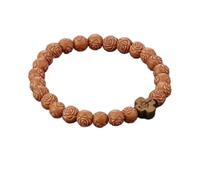 LDGSUPH 1 pulsera de rosario natural for mujer, elástica con cruz flores talladas, oración religiosa, regalo joyería-negro-grande