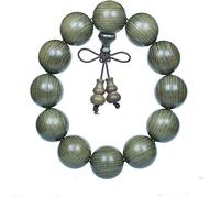 LDGSUPH 15/18/20 mm Pulsera de madera Budista tibetano Cuentas hechas a mano Oración Mala Elástica Con colgante calabaza Macramé Diseño textura única Joyería(D,20mm)