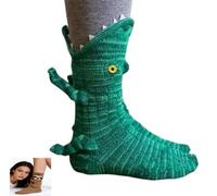 LDGSUPH Chaussettes à motifs animaliers crochetées à la main, chaussettes d'hiver chaudes à motif 3D, faites main et confortables. (1pair-8,Talla única)