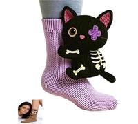 LDGSUPH Chaussettes à motifs animaliers crochetées à la main, chaussettes d'hiver chaudes à motif 3D, faites main et confortables. (1pair-1,Talla única)